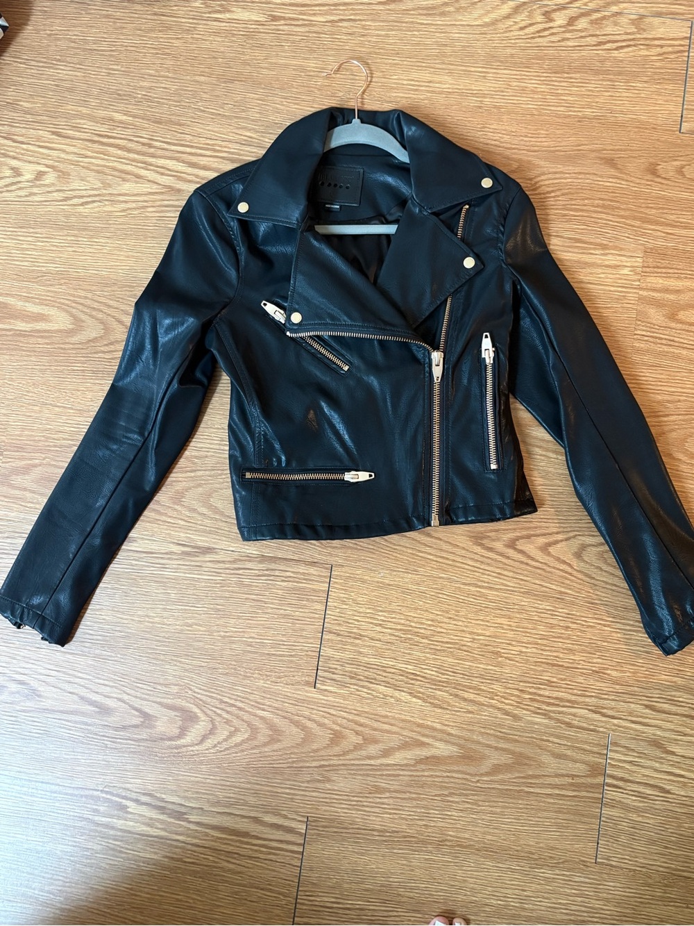 Blank NYC Black Faux Leather Moto Bomber Jacket